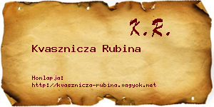 Kvasznicza Rubina névjegykártya